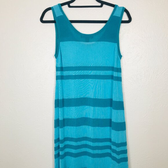 Tommy Bahama Blue and Aqua Scoop Neck Striped Knit Maxi Dress - Picture 6 of 8